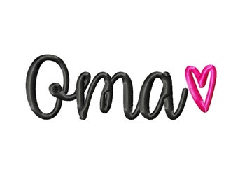 DIGITAL DOWNLOAD- Oma with Heart Embroidery Design File - 3 Sizes Machine Embroidery Design Download