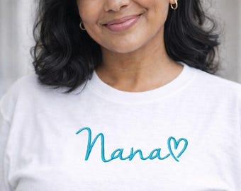 DIGITAL DOWNLOAD EMBROIDERY - Nana with Heart Cursive - 4x4 5x7 7x5 Machine Embroidery Design File
