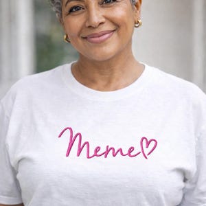 DIGITAL DOWNLOAD EMBROIDERY - Meme with Heart Cursive - 4x4 5x7 7x5 Machine Embroidery Design File