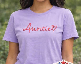 DIGITAL DOWNLOAD EMBROIDERY - Auntie with Heart Cursive - 4x4 5x7 7x5 Machine Embroidery Design File