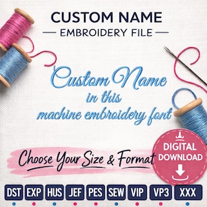 Custom Name Machine Embroidery Design – Great Vibes Cursive Font (Digital Download)