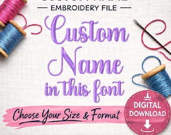 Custom Name Machine Embroidery Design - Baby Girl Cursive Font (Digital Download)