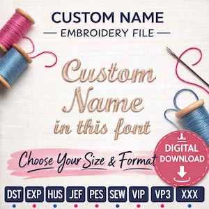 DIGITAL NEDLADDNING BRODERI-designfil - Anpassat namn i avbildat teckensnitt Mt - 4x4 och 5x7