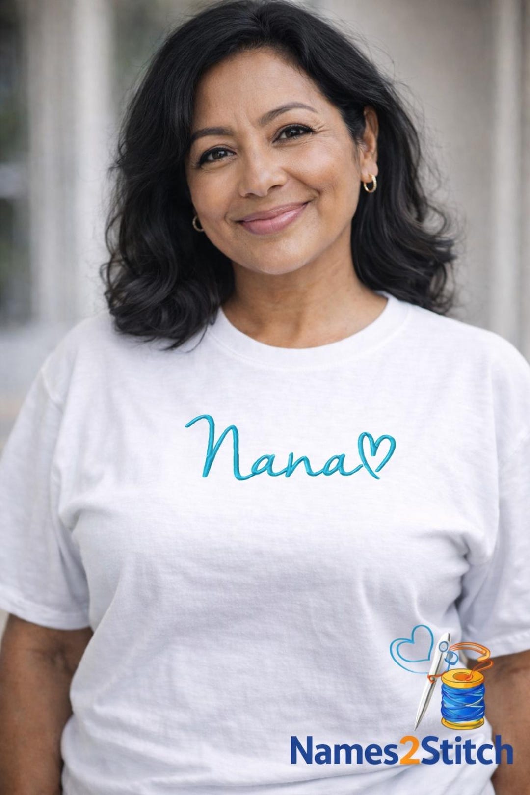DIGITAL DOWNLOAD EMBROIDERY - Nana With Heart Cursive - 4x4 5x7