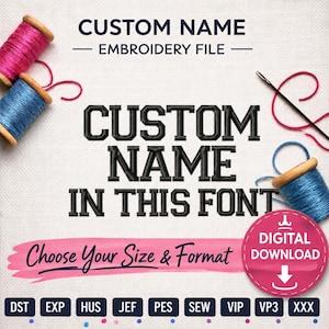 Custom Name Embroidery File – Athletic Varsity Font (Digital Download)