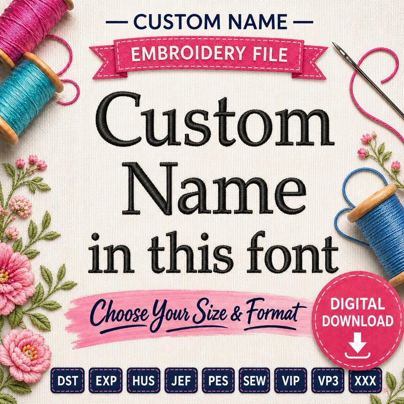 Customised Name Files Custom Name Embroidery File – Book Antiqua Font (digital Download) - Etsy