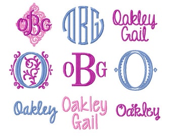 DIGITAL DOWNLOAD EMBROIDERY Design Files - 9 Custom Monogram and Name Machine Embroidery Designs - 4x4 Hoop Size for Baby Girl or Boy