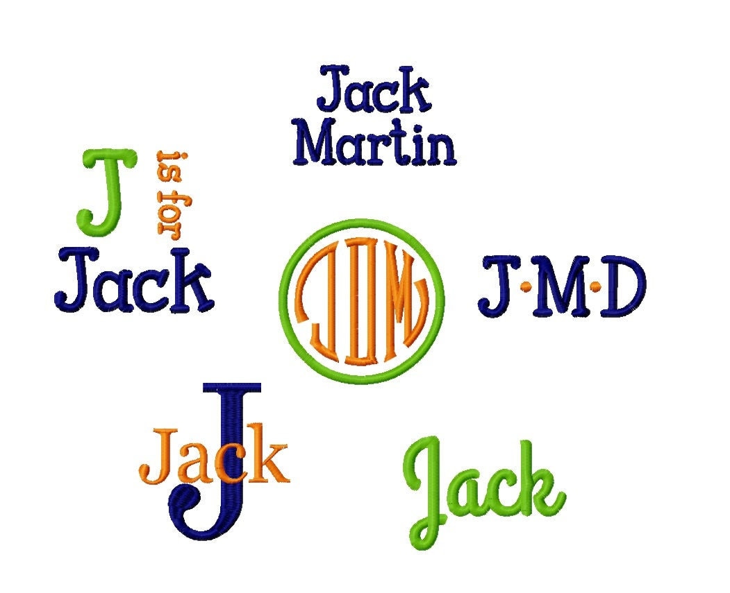 Custom Monogram Boys Embroidery Designs – 6 Personalized Name Files ...
