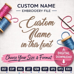 File di disegno per RICAMO da SCARICARE DIGITALMENTE - Nome personalizzato nel font "Weather Sunday" - Disegni per ricamo a macchina 4x4 e 5x7