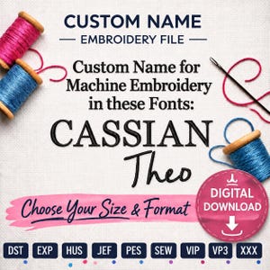 Custom Name Embroidery File – Mixed Font Monogram - GEORGIA top + Nella Sue bottom (Digital Download)