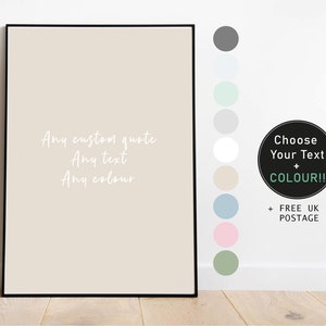 Custom Quote Print, Handwriting Font | Custom Wall Art, Personalised Quote | Choose Colour, Size A5, A4, A3