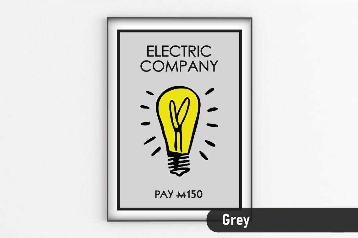 Electric Company Monopoly Personalised Print New Home Gift Etsy