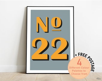 Personalised House Number Print, Bold  | New Home, Gift, Classic, Minimalistic | Available In Different Colours & Sizes including A5, A4, A3