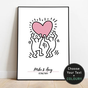 Personalised Love Pop Art Print | Keith Haring, Minimalistic, Wedding, Anniversary, Engagement gift | A5, A4, A3 Custom