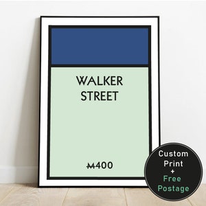 Personalised Monopoly Board Property Print | New Home, Gift, House, Minimalistic | Available In 8 Colours /Different Sizes A5, A4, A3 Custom