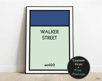 Personalised Monopoly Board Property Print | New Home, Gift, House, Minimalistic | Available In 8 Colours /Different Sizes A5, A4, A3 Custom
