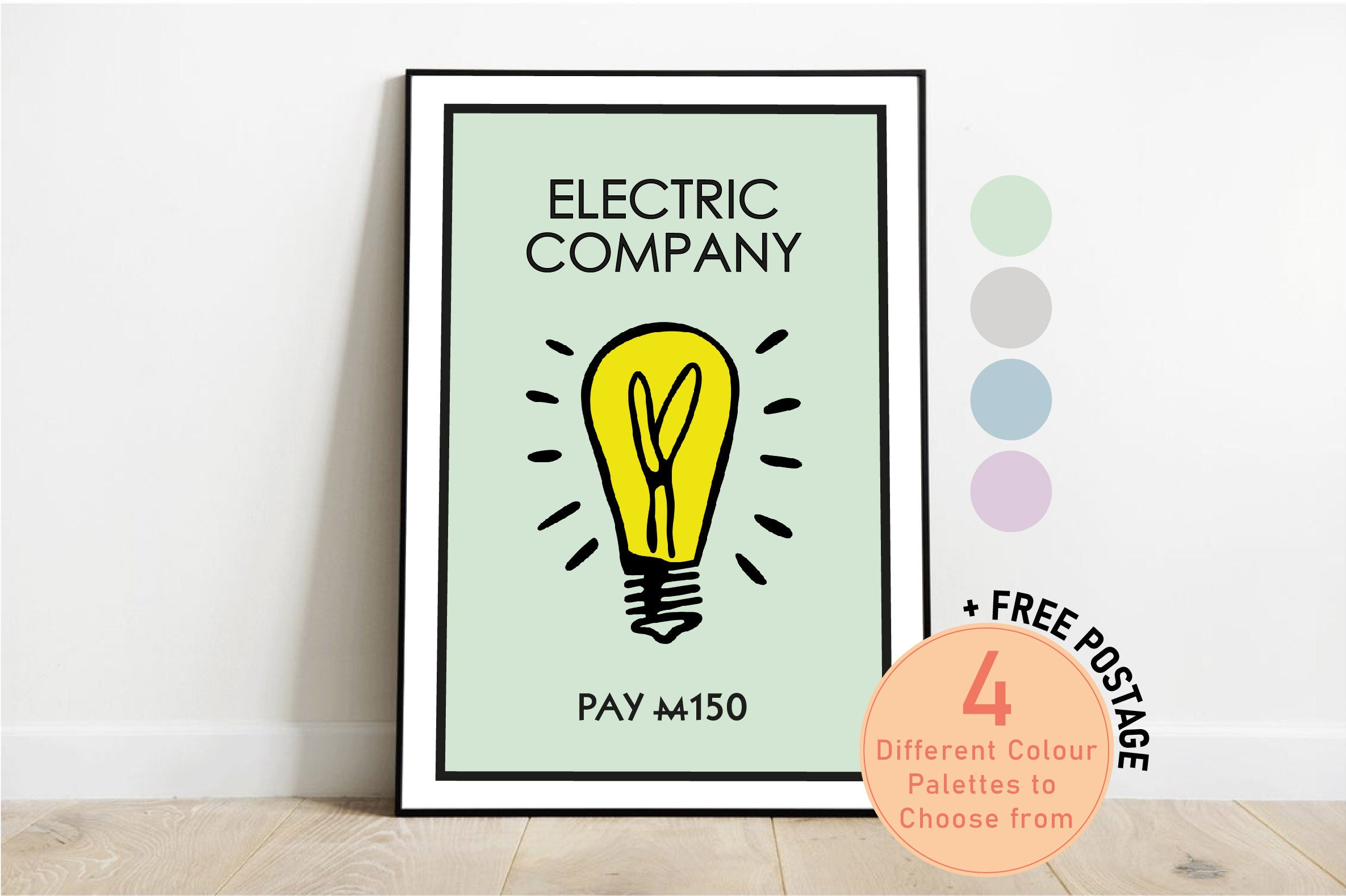 Electric Company Monopoly Personalised Print New Home Gift Etsy