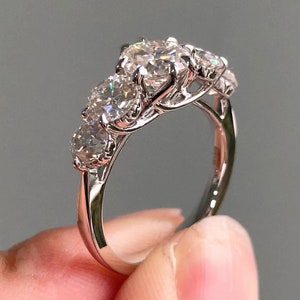 Round Moissanite Engagement Ring 14K White Gold Ring Wedding Ring Anniversary Ring Diamond Ring Promise Ring Gift For Her Ring For Woman