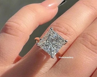 3 CT Princess Cut Moissanit Verlobungsring Massiv Goldring Vintage Versprechensring Valentinstag Geschenk Jahrestagsgeschenk Geburtstagsgeschenk für Frau
