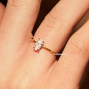 Solid Gold Marquise Moissanite Engagement Ring Vintage Promise Ring Proposal Ring Anniversary Gift Birthday Gift Promise Ring Gift For Wife