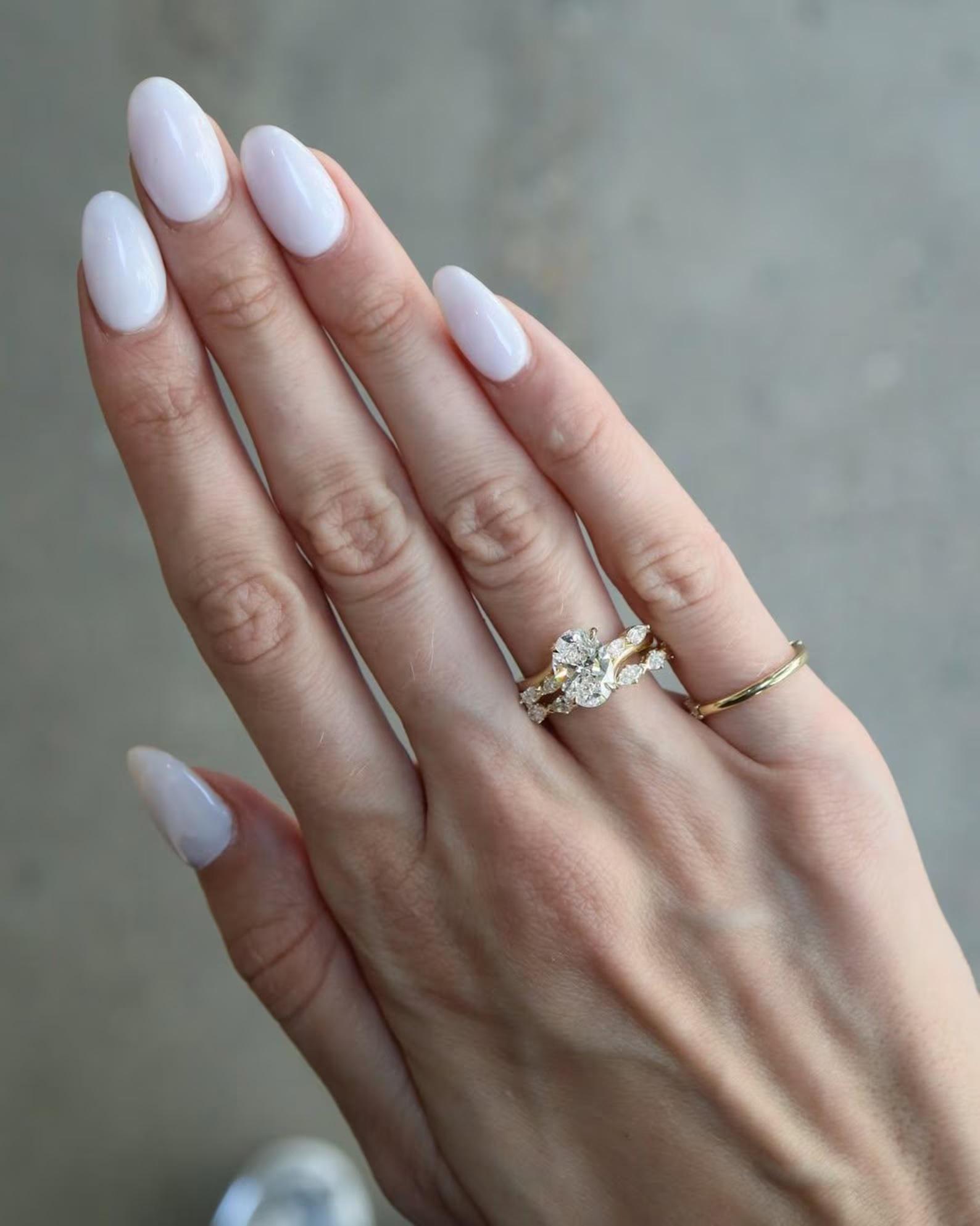 3 CT Oval Cut Moissanite Engagement Ring Set 14K Yellow Gold ...