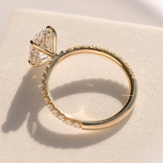 3 CT Oval Cut Moissanite Engagement Ring 14K Yellow Gold Anniversary Ring Hidden Halo Wedding Ring Promise Ring For Woman Solitaire Ring