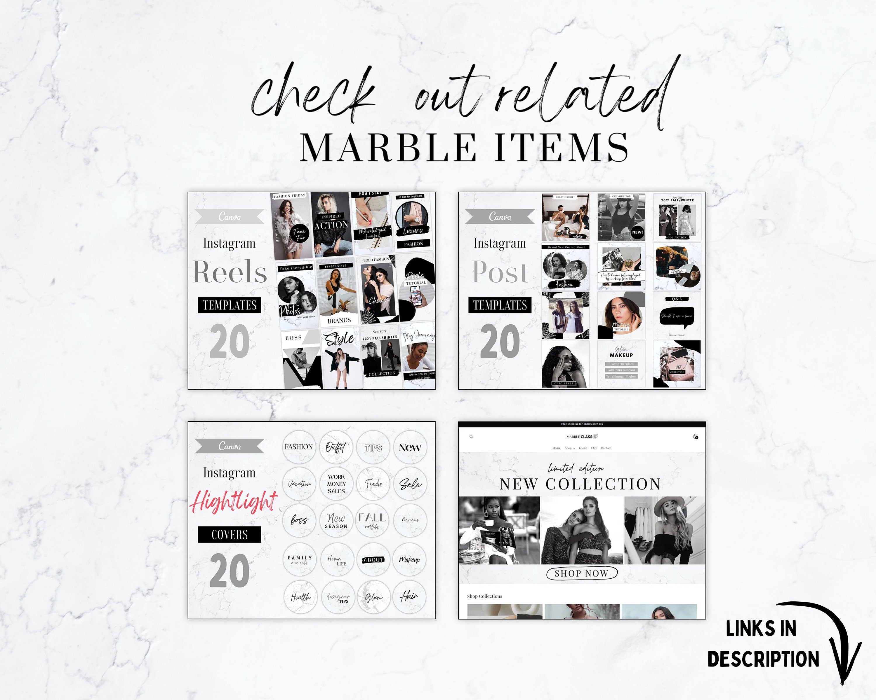 Marble Instagram Highlight Covers, Fashion Beauty Highlights Story