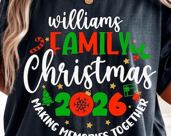 Natale in famiglia 2026 SVG PNG: Design personalizzato per maglietta con nome (Download digitale)