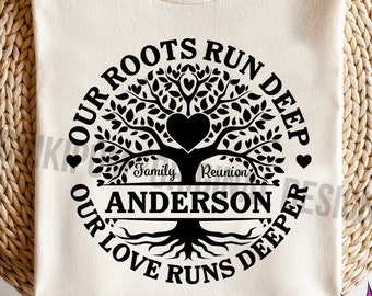 Familientreffen Baum SVG PNG - Roots Run Deep Design (Digitaler Download)