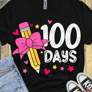 100 Days of School Svg, 100th Day Svg, Girls Svg Dxf Eps Png, Teacher Cut Files, Silhouette, Cricut