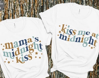 Küsse mich um Mitternacht SVG, Mamas Mitternacht Kuss SVG, Retro Neujahr SVG, Silvester PNG für Sublimation, digitale Datei