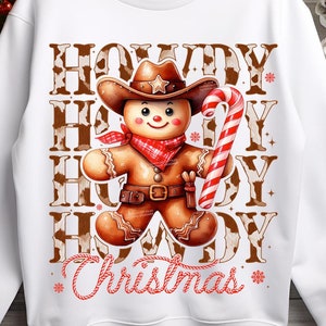 Howdy Christmas Png, Lebkuchen Mann Png, Cowboy Png, Weihnachten Western Png, Retro Weihnachten Png, Weihnachtssublimation, digitale Downloads
