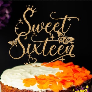 Sweet 16 sixteen Cake Topper SVG, 16.Geburtstag, Sweet 16 Cake Topper, Cake Topper Schnittdateien