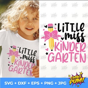 Pequena Senhorita Jardim de Infância Svg, Volta às Aulas Svg, Design de Camisa Escolar, Arquivos de Corte para o Primeiro Dia de Aula, Arquivos de Corte para o Jardim de Infância, Download Instantâneo