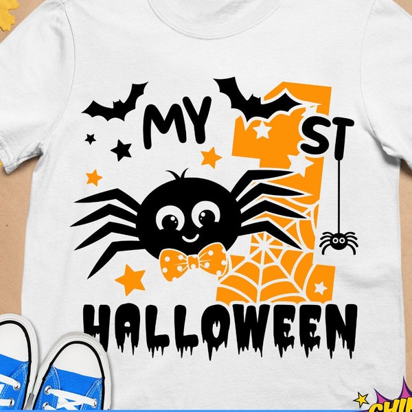 My 1st Halloween Boy svg, My First Halloween svg, Halloween Boy svg, Spider boy svg, Kids Halloween svg Silhouette, files for Cricut