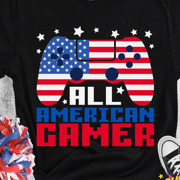 All American Gamer Svg, Video Game 4th Of July Svg, American Video Game Svg, Boy 4th Of July Shirt Svg