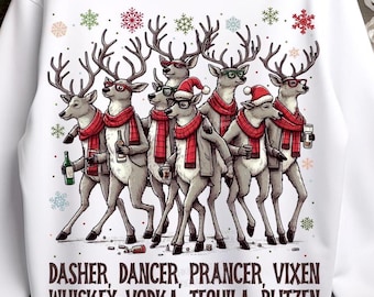 Funny Christmas Reindeer Names PNG: Retro Holiday Sublimation/DTF PNG cut files (Digital Download)