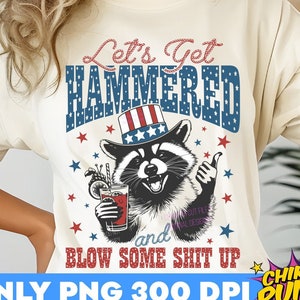 Laisse-toi marteler et faire exploser de la merde Png, 4 juillet Png, Funny raton laveur, Retro America Snarky, Raccoon Png Design de chemise pour le jour de l'indépendance