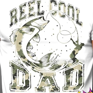 Pai pescador camuflado PNG, Carretel de pescador legal PNG, Design de camiseta engraçada para pai pescador, Robalo PNG, Camiseta para o Dia dos Pais, Design engraçado para o Dia dos Pais