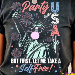 Statua della Libertà in formato SVG PNG per il 4 luglio, Ragazza americana in formato SVG, Design del 4 luglio in formato SVG per gli Stati Uniti, Bandiera americana, Selfie della Statua della Libertà in formato SVG PNG