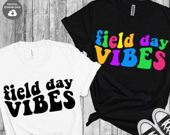 Field Day Vibes SVG PNG: Diseño ondulado apilado (Descarga digital)