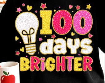 Strass 100 dagen helderder, png | Shirtontwerp 100 dagen school, glitter (digitale download)