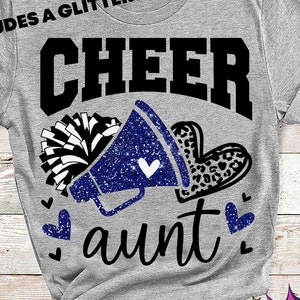 Cheer Aunt svg, Fußball Leopardenmuster Herz svg, Leopard Glitter Blau Cheerleader svg, jubeln Gruppe Hemden svg, Eisen auf Png