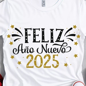 Feliz Año Nuevo SVG, Arquivo de corte, Feliz 2025 svg, Feliz Ano Novo svg, Fogos de artifício svg, Camisa de Natal svg, Espanhol svg