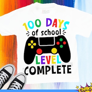 100 dagen schoolniveau voltooid SVG, jongens 100 dagen school SVG, gamer 100e dag svg, gaming 100 dagen svg, 100e schooldag gesneden bestanden
