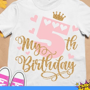 Il mio quinto compleanno svg, Ragazza del compleanno svg, Quinto compleanno svg, 5° compleanno svg, Cinque anni svg