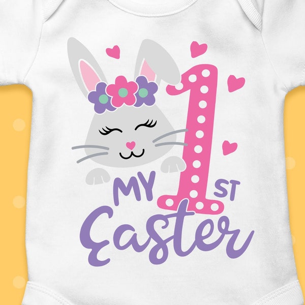 My 1st Easter Bunny Svg, My First Easter Svg, Baby Girl Easter Svg, Cute Rabbit Cut Files, Newborn Clipart
