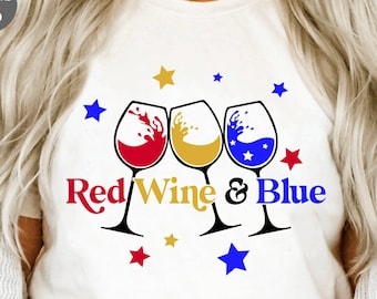 Rotwein und Blau SVG PNG: 4. Juli Vaterländisches Design (Digitaler Download)