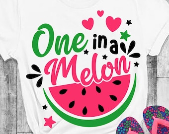 One in a Melon SVG PNG: Archivos de corte para camiseta de niña con sandía de verano (descarga digital)