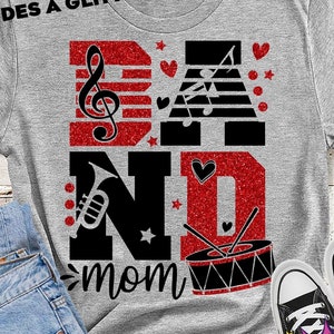 Band Mom svg, band mom png, stirare su Band, file di taglio maglietta mamma banda marciante